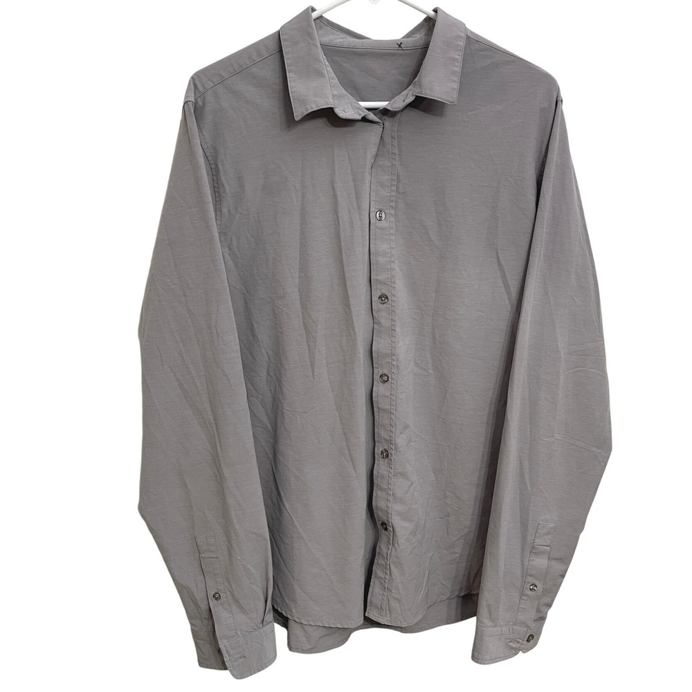 Vuori Long Sleeve Bridge Button Down Shirt XL Gray Stretch Performance Travel